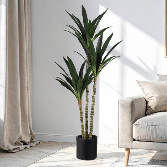 Artificial Dutch Iron Tree in Cement Pot Faux Plant for Home or Office - 60"