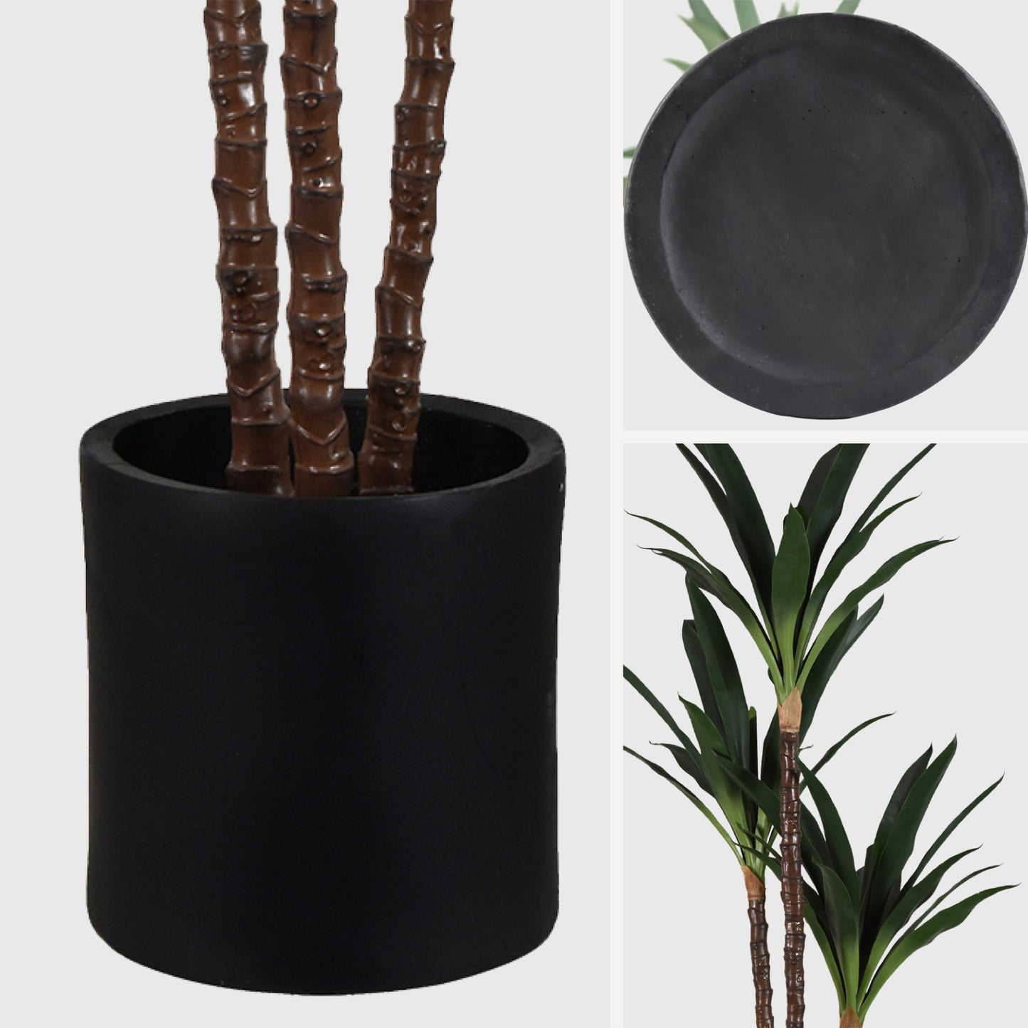 Artificial Dutch Iron Tree in Cement Pot Faux Plant for Home or Office - 60"