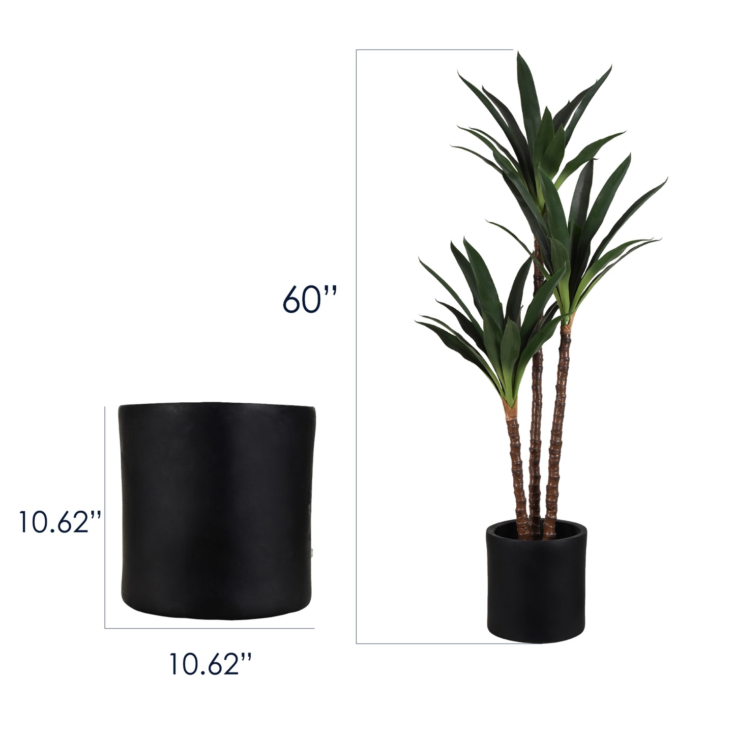 Artificial Dutch Iron Tree in Cement Pot Faux Plant for Home or Office - 60"