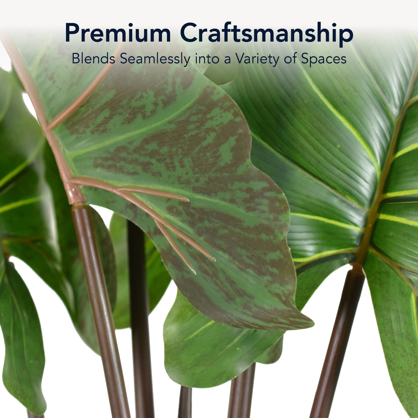 Artificial Rainbow Taro Tree in Cement Pot Faux Plant for Home or Office - 60"