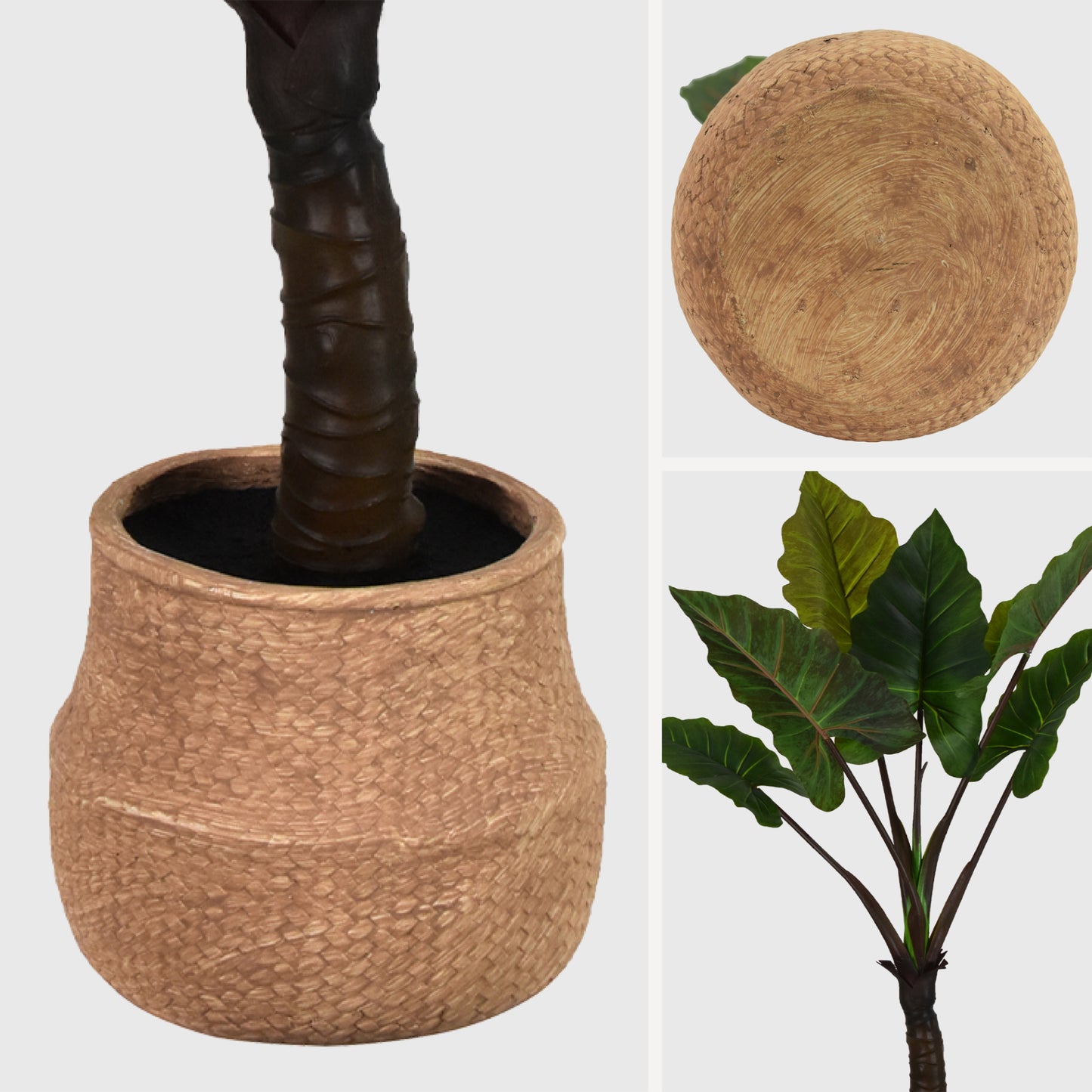 Artificial Rainbow Taro Tree in Cement Pot Faux Plant for Home or Office - 48"