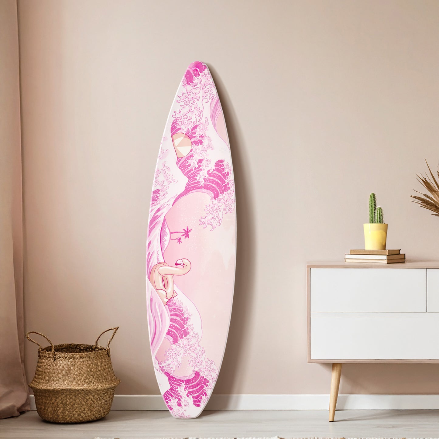 Surfboard - Pink Flamingo & Beachball Wall Art Decor