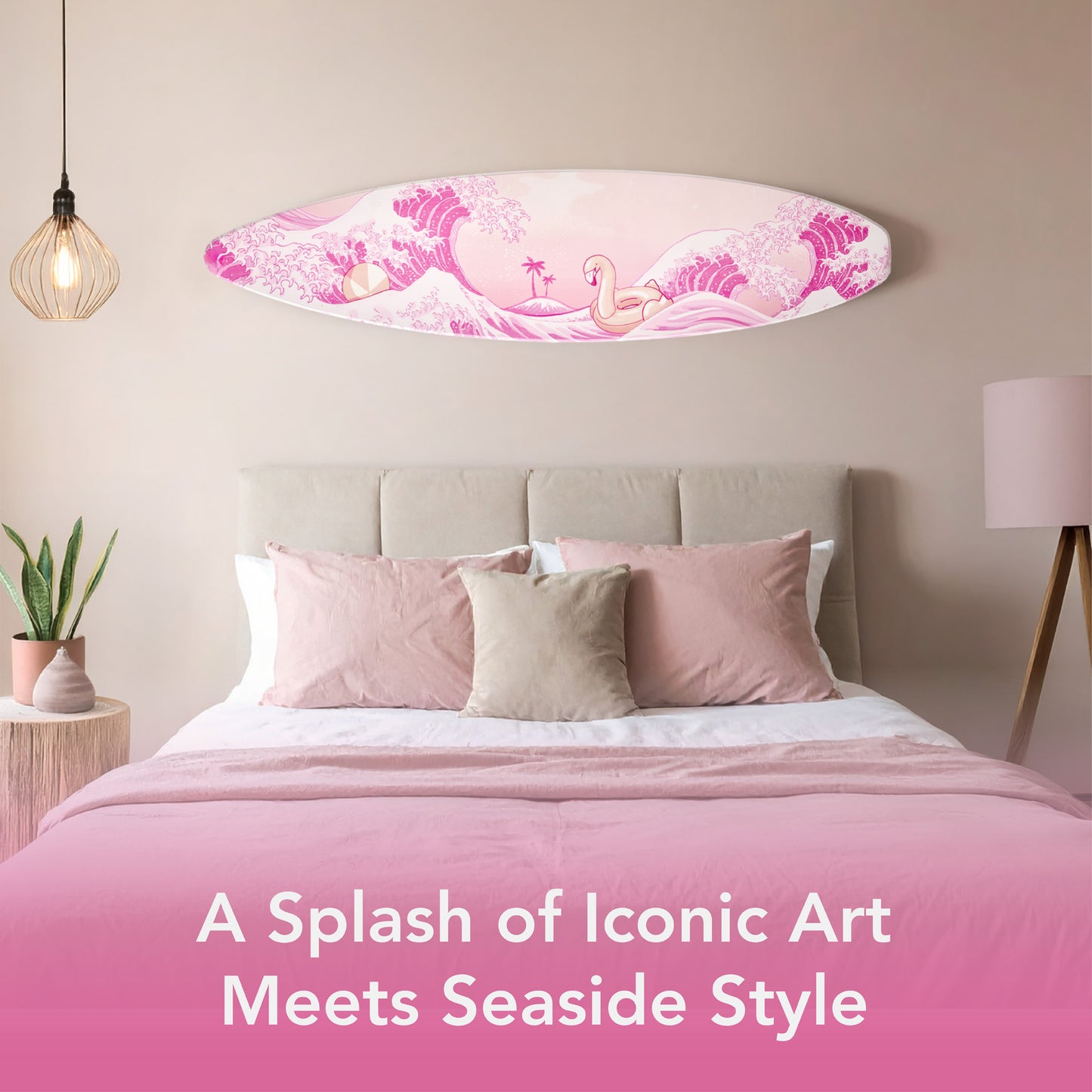 Surfboard - Pink Flamingo & Beachball Wall Art Decor