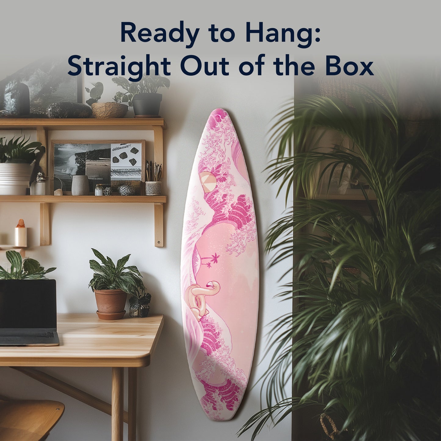 Surfboard - Pink Flamingo & Beachball Wall Art Decor