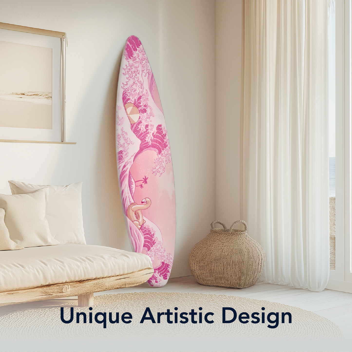 Surfboard - Pink Flamingo & Beachball Wall Art Decor