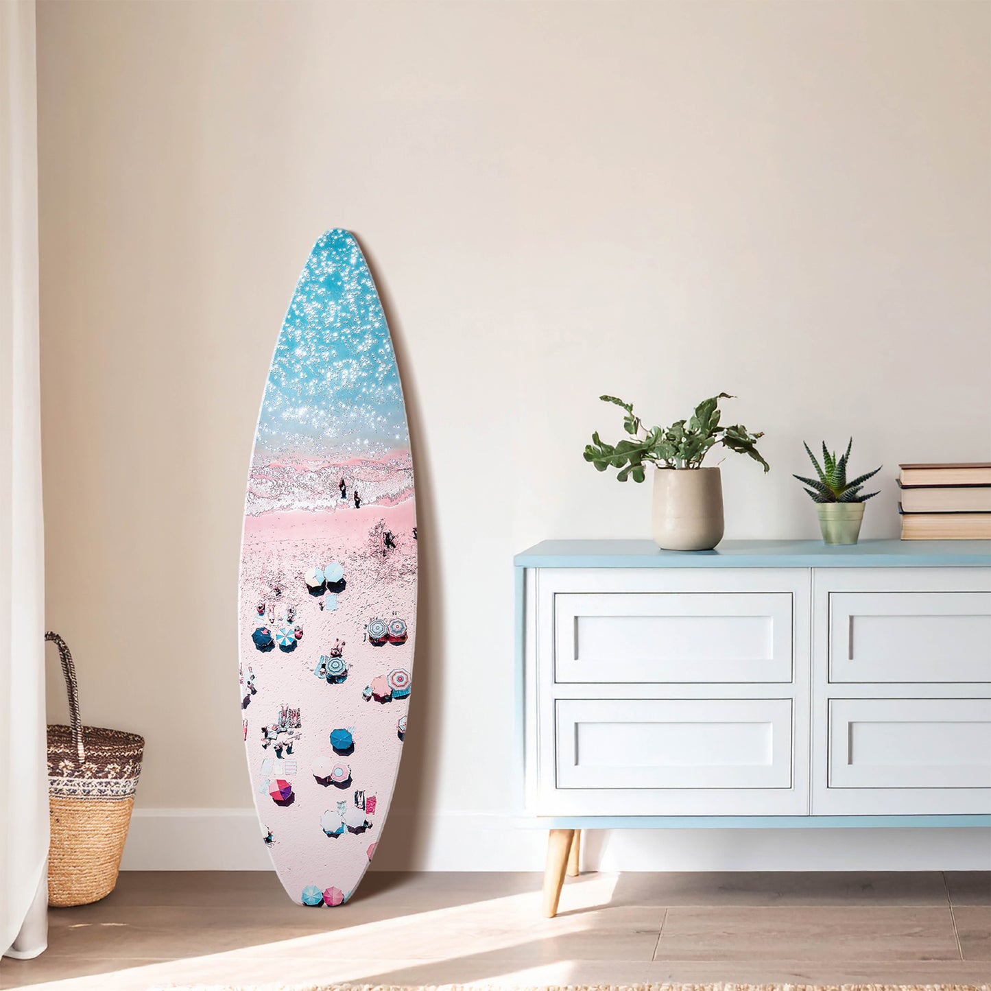 Surfboard - Crowd on the Beach Wall Art - Beach Shore Decor