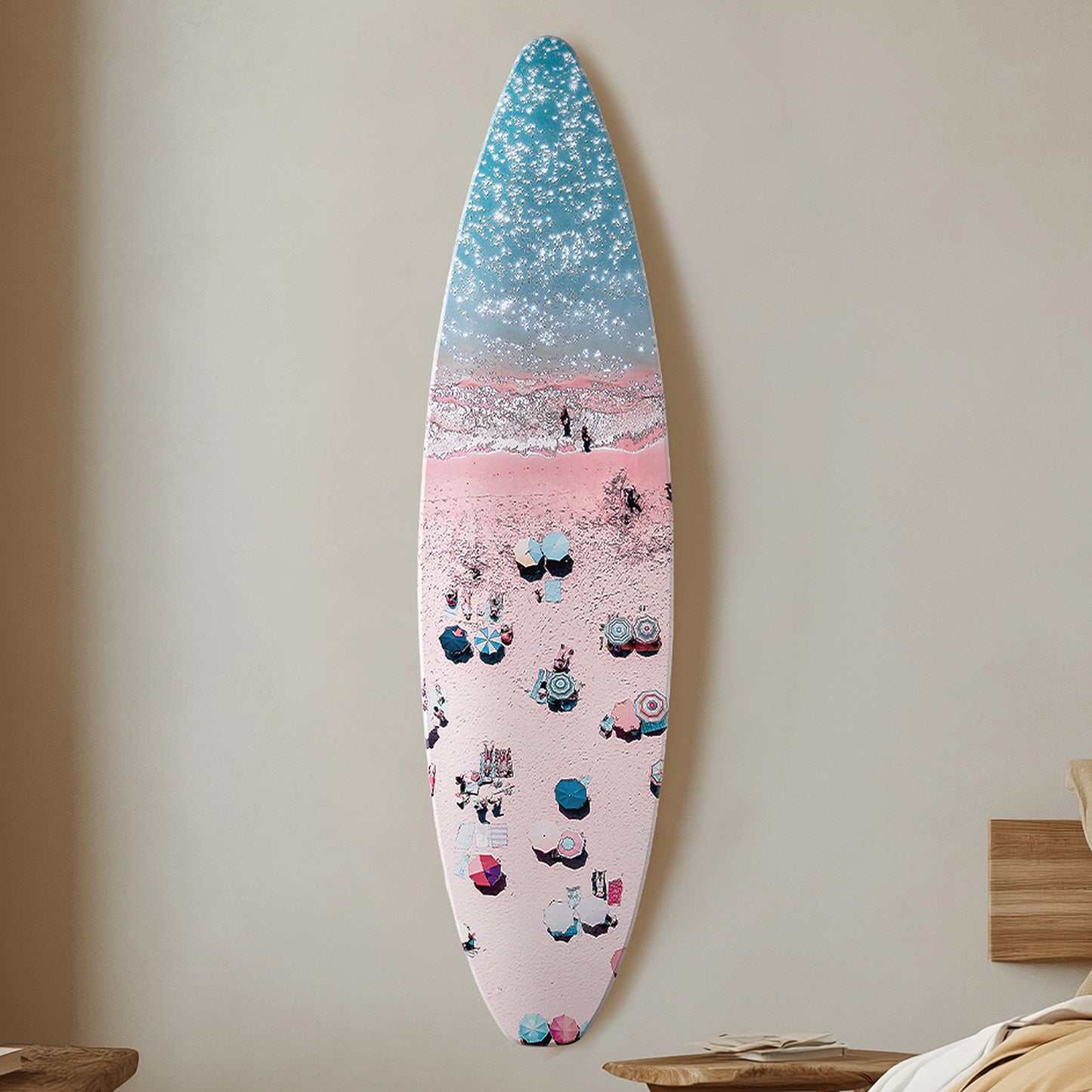Surfboard - Crowd on the Beach Wall Art - Beach Shore Decor