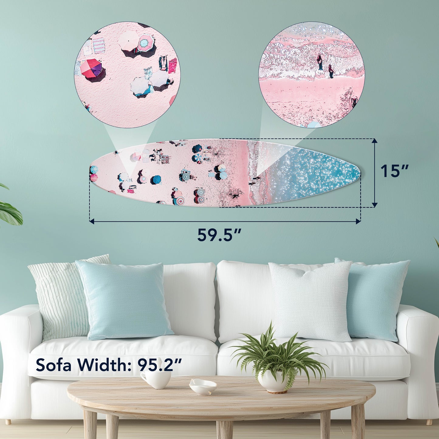 Surfboard - Crowd on the Beach Wall Art - Beach Shore Decor
