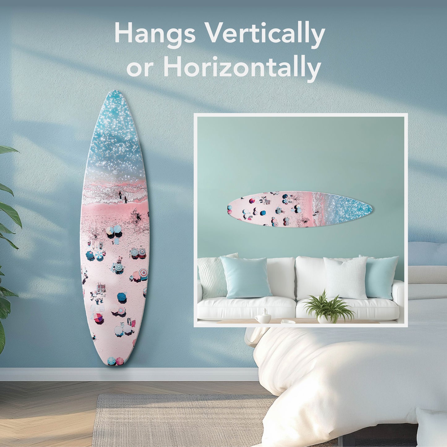 Surfboard - Crowd on the Beach Wall Art - Beach Shore Decor