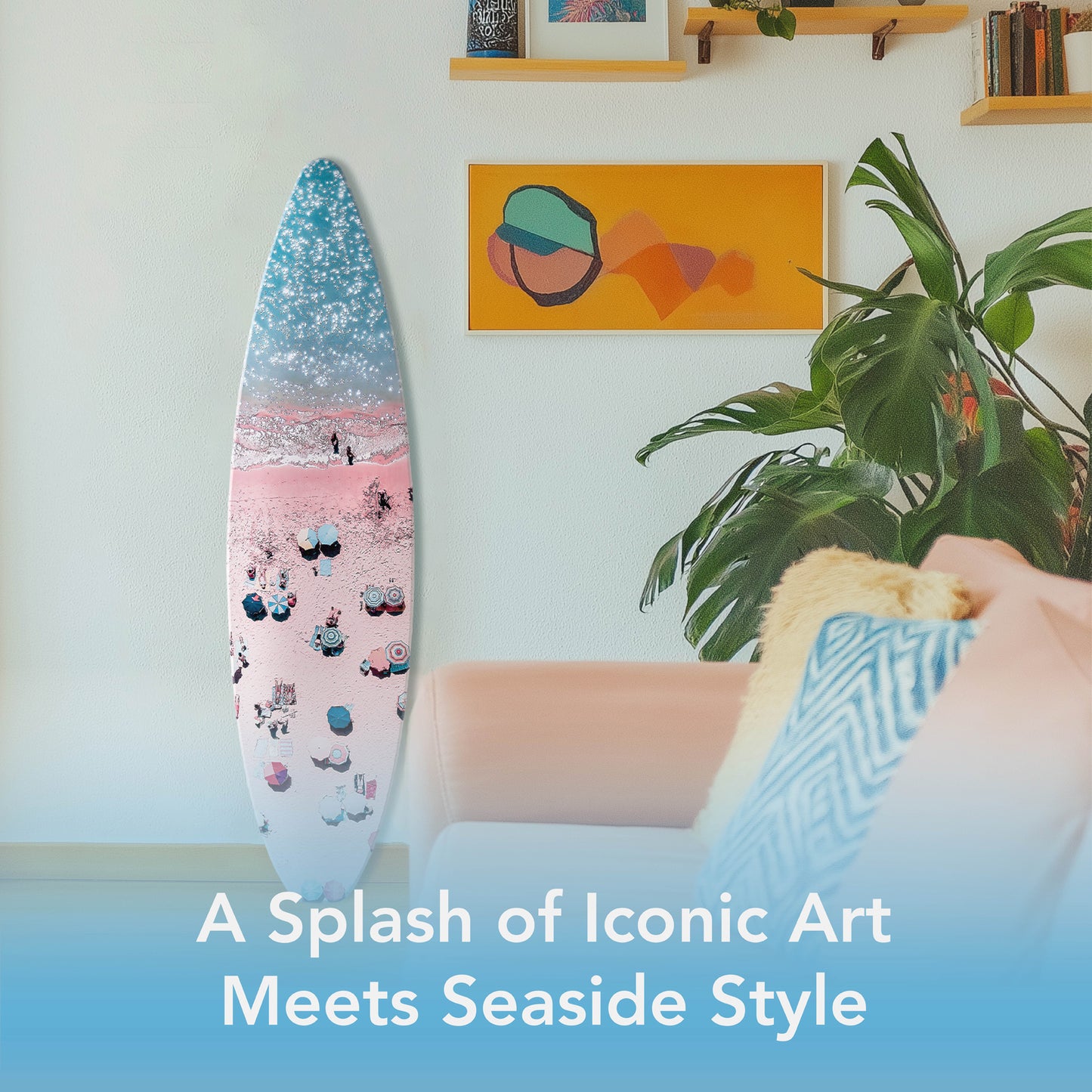 Surfboard - Crowd on the Beach Wall Art - Beach Shore Decor