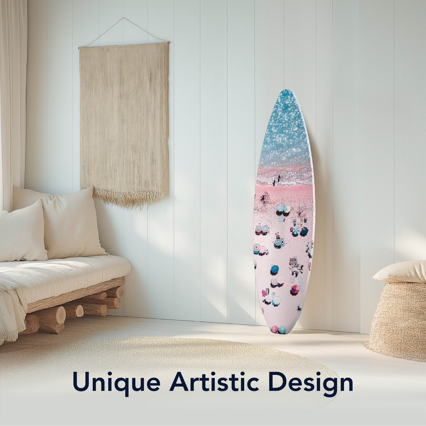 Surfboard - Crowd on the Beach Wall Art - Beach Shore Decor