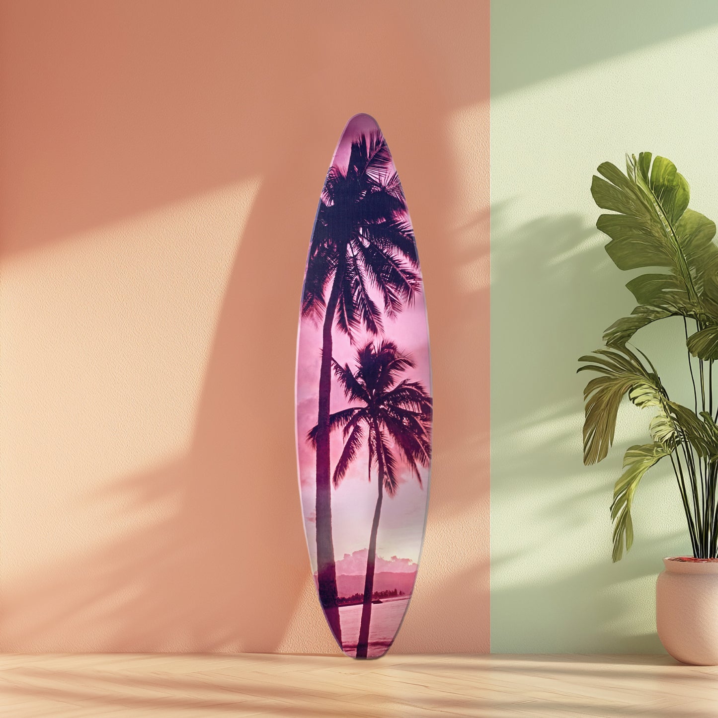 Surfboard - Palm Tree Sunset Wall Art - Vice City Beach Decor