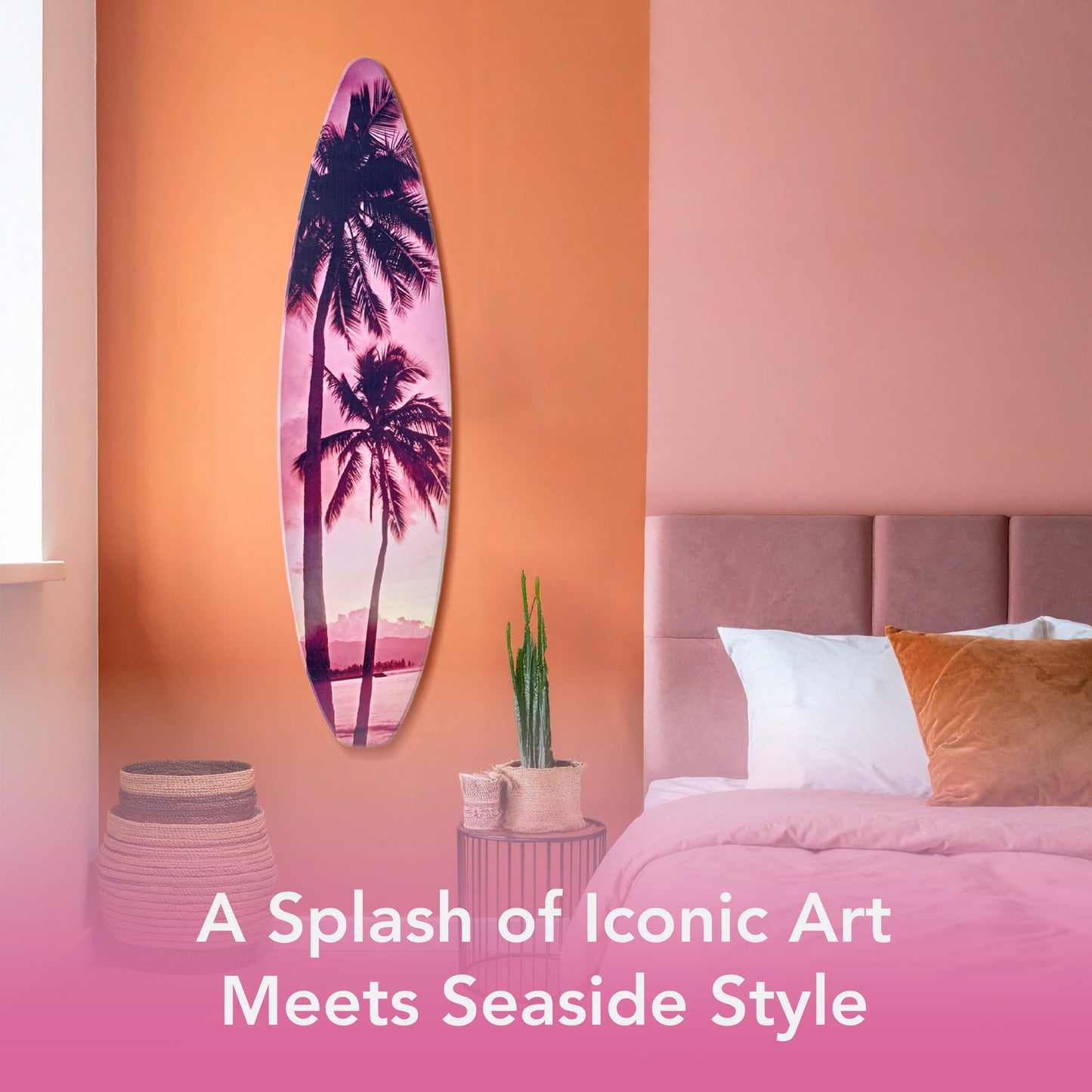 Surfboard - Palm Tree Sunset Wall Art - Vice City Beach Decor