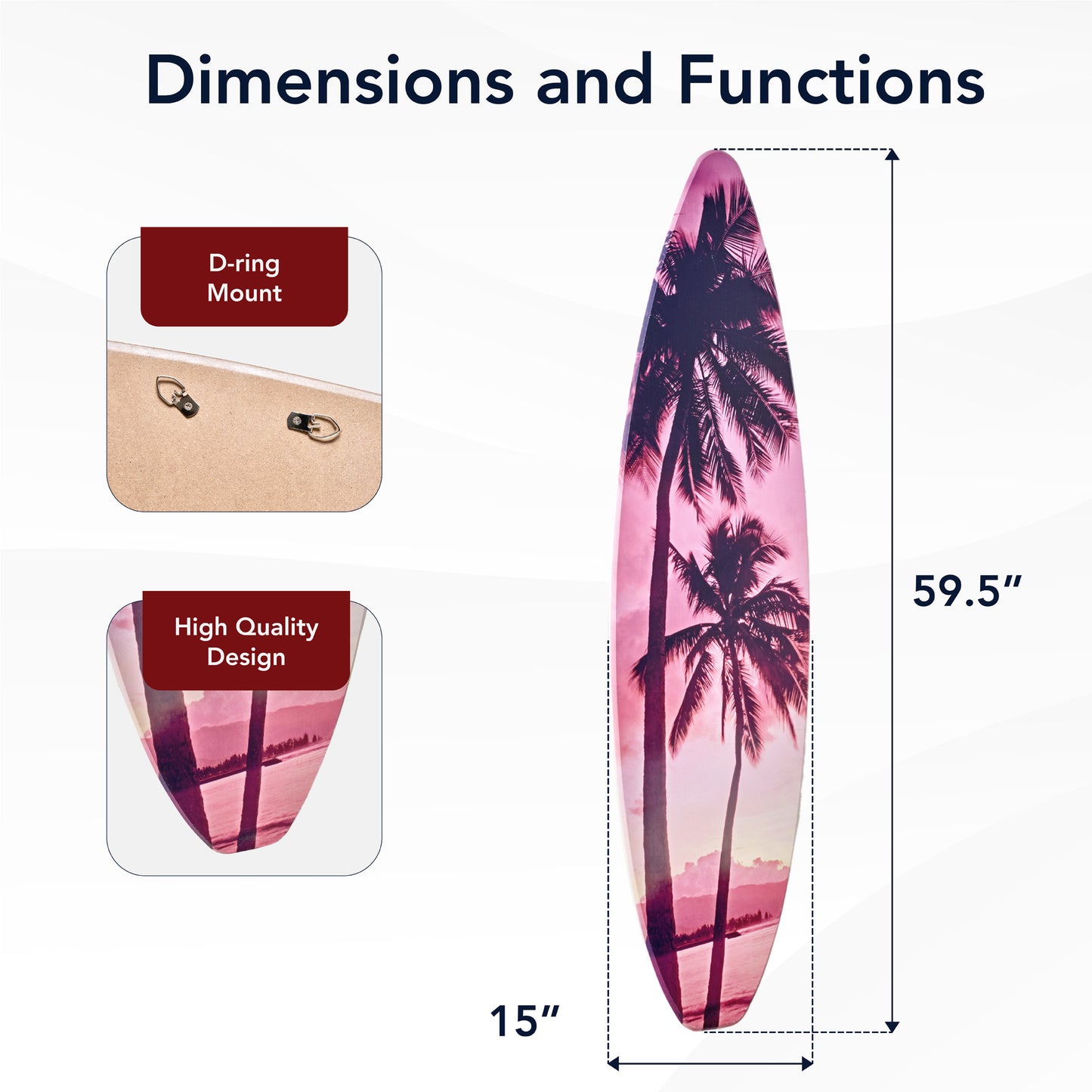 Surfboard - Palm Tree Sunset Wall Art - Vice City Beach Decor