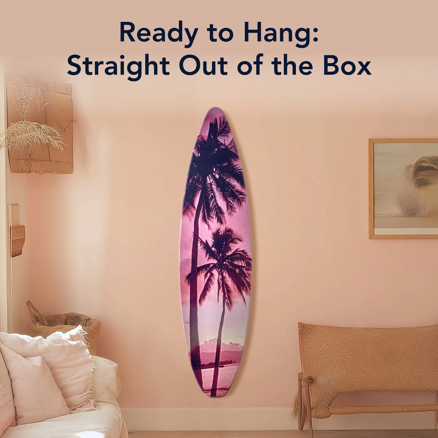 Surfboard - Palm Tree Sunset Wall Art - Vice City Beach Decor