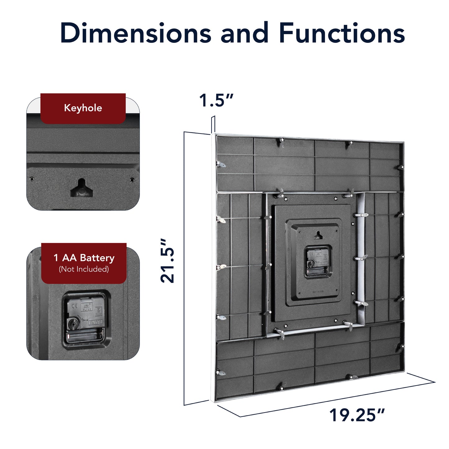 Picture Frame Collage Wall Clock 10 Photo Display Slots White