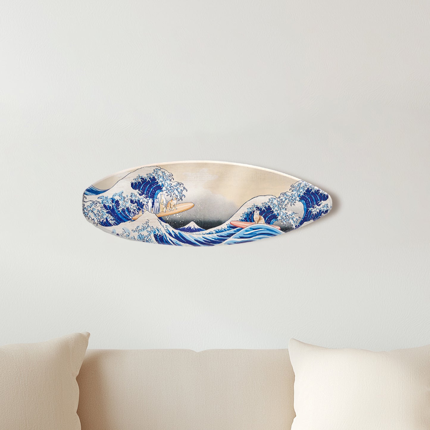 Surfboard - Tabby Cats Wall Art - The Great Wave Beach Decor