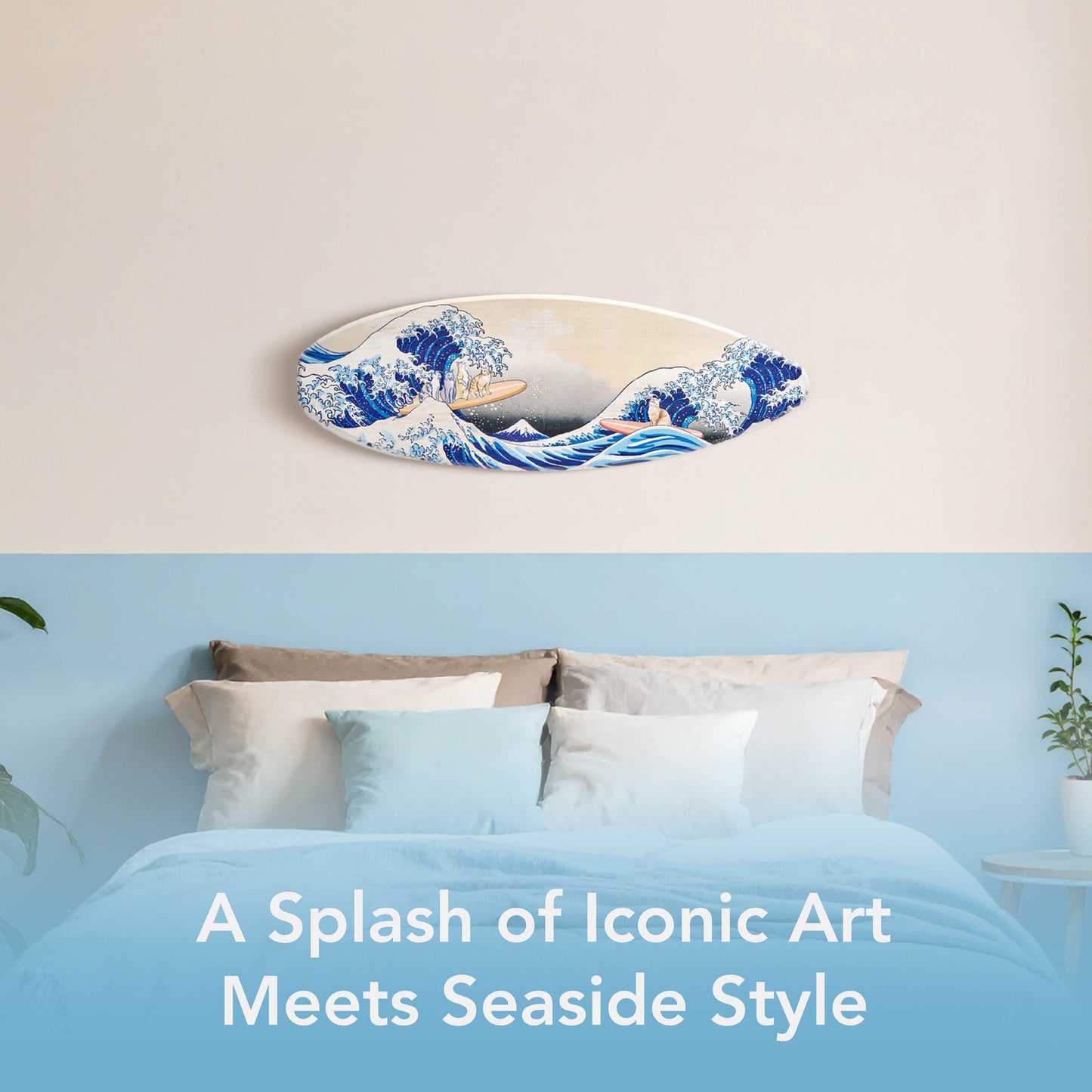 Surfboard - Tabby Cats Wall Art - The Great Wave Beach Decor