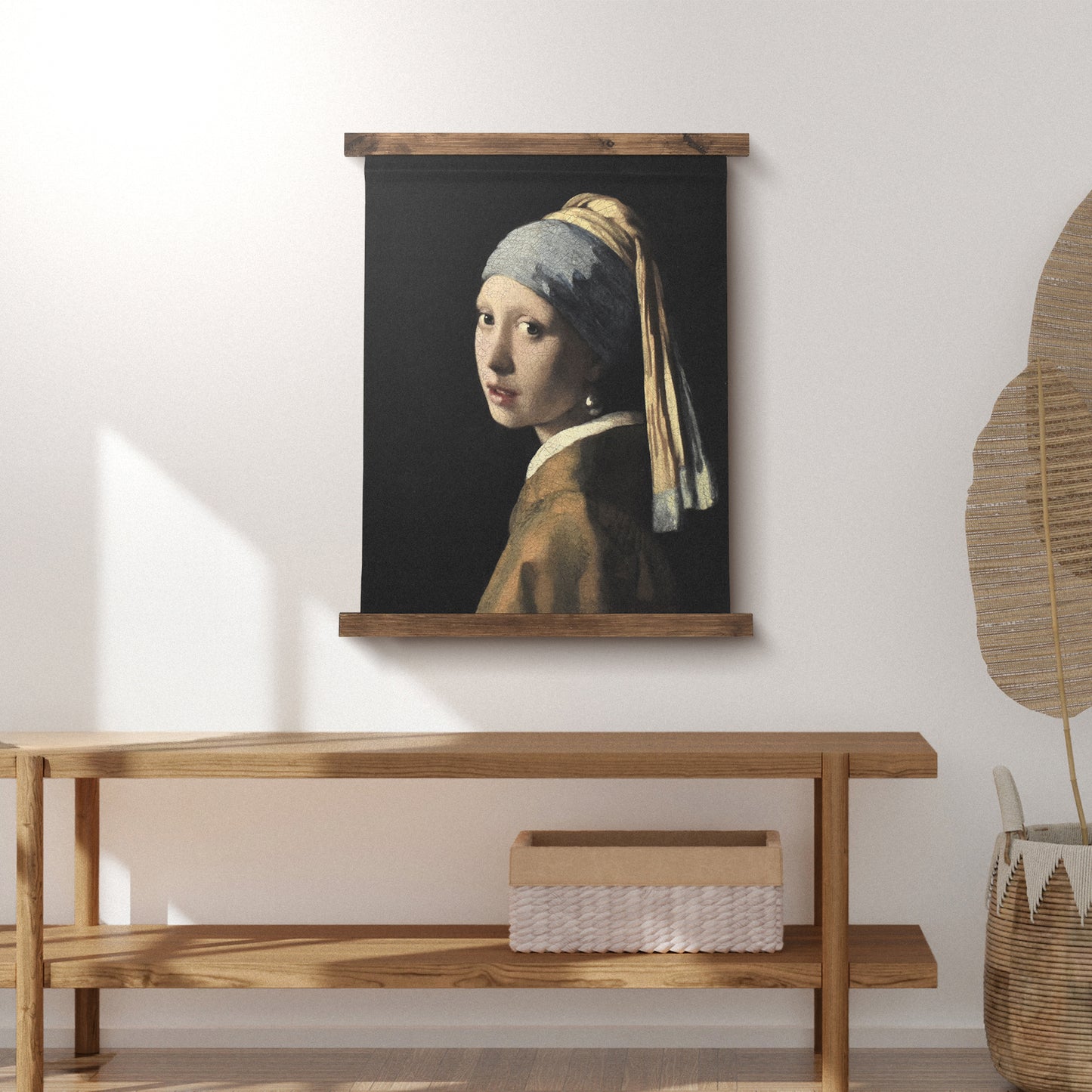 Girl with a Pearl Earring Hanging Tapestry Canvas Wall Art by Vermeer
