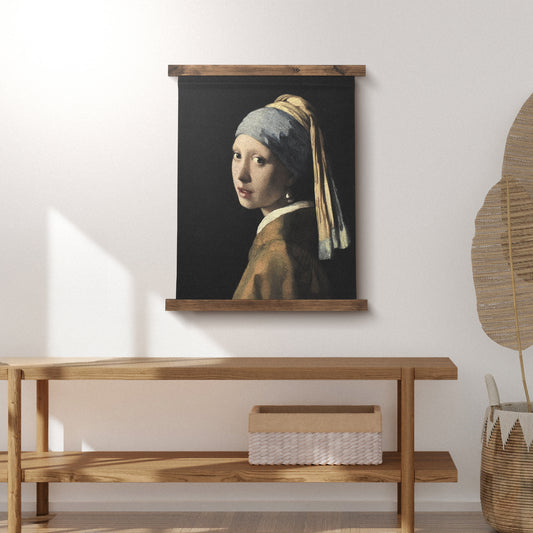 Girl with a Pearl Earring Hanging Tapestry Canvas Wall Art by Vermeer