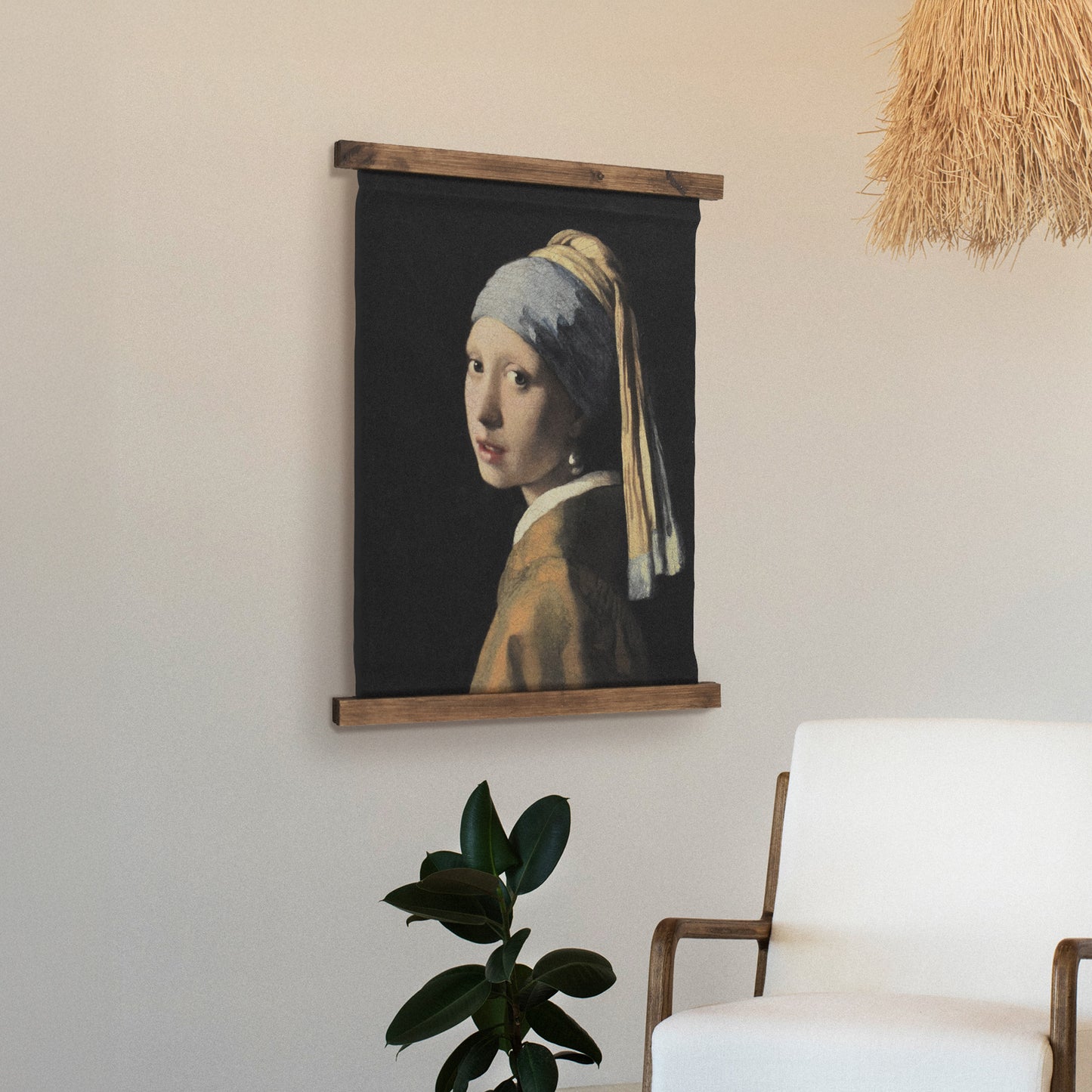 Girl with a Pearl Earring Hanging Tapestry Canvas Wall Art by Vermeer