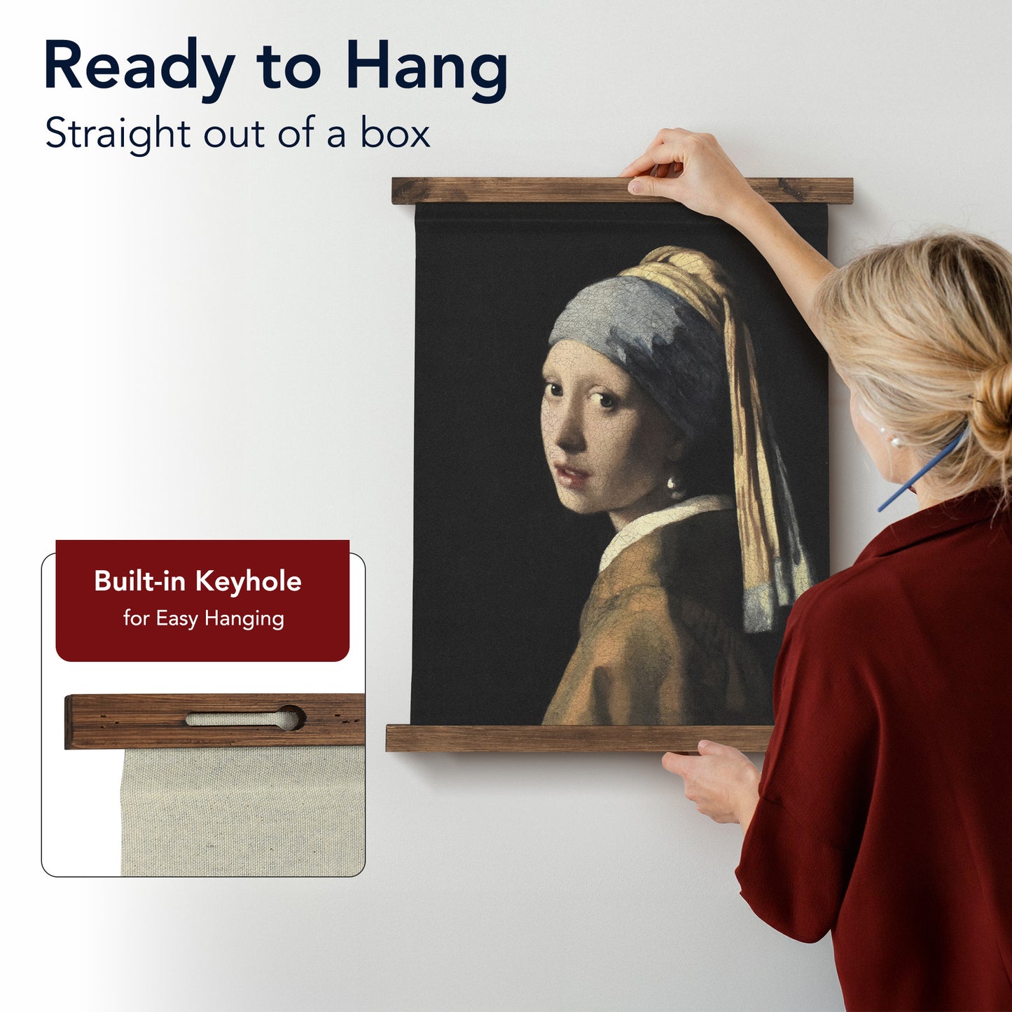 Girl with a Pearl Earring Hanging Tapestry Canvas Wall Art by Vermeer