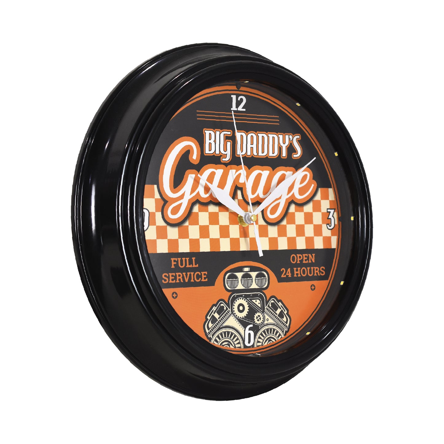 Big Daddy’s Garage LED Vintage Wall Clock - Retro Garage Decor 12"
