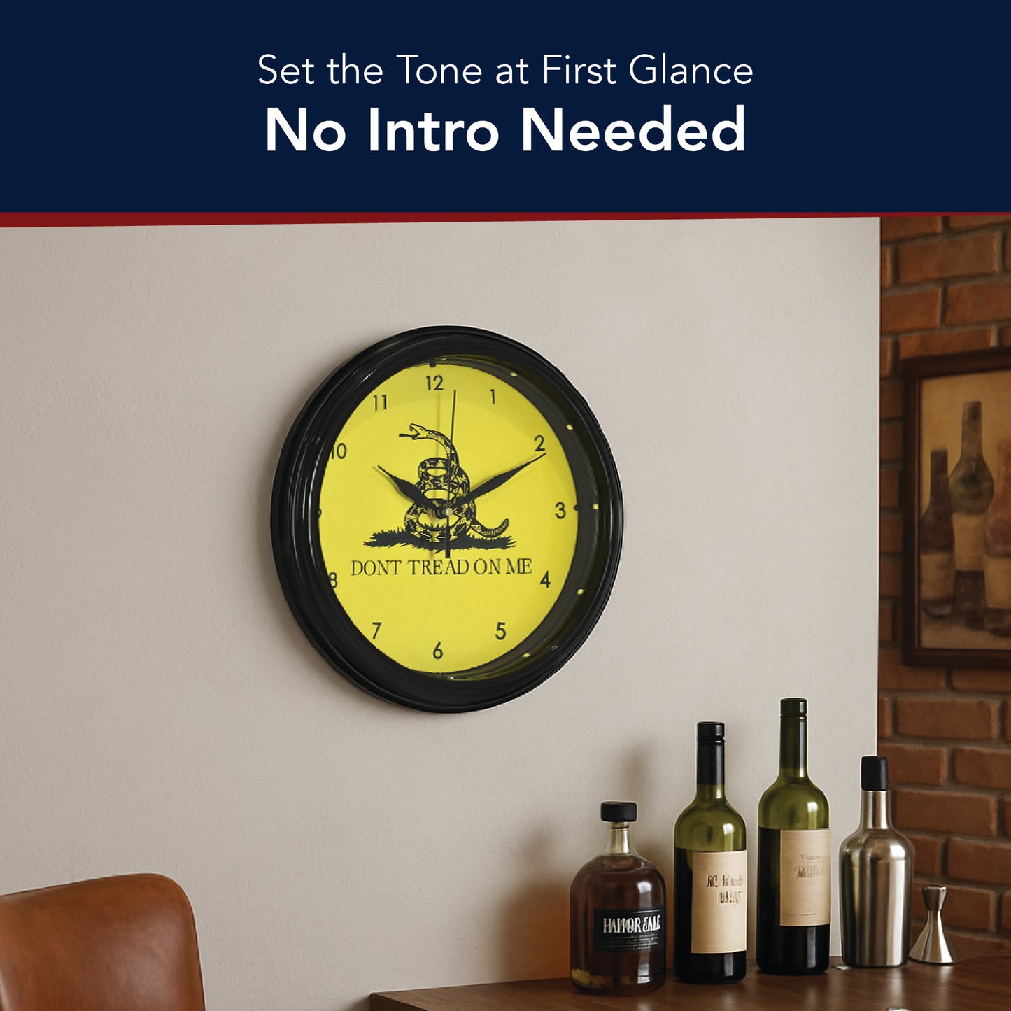 Don’t Tread On Me LED Wall Clock - Patriotic Gadsden Decor 12"