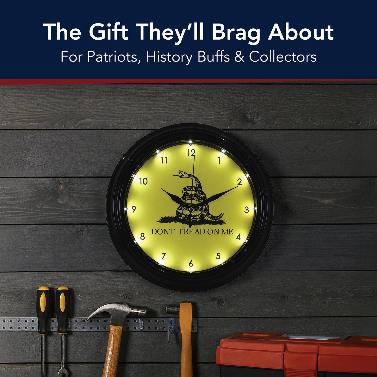 Don’t Tread On Me LED Wall Clock - Patriotic Gadsden Decor 12"