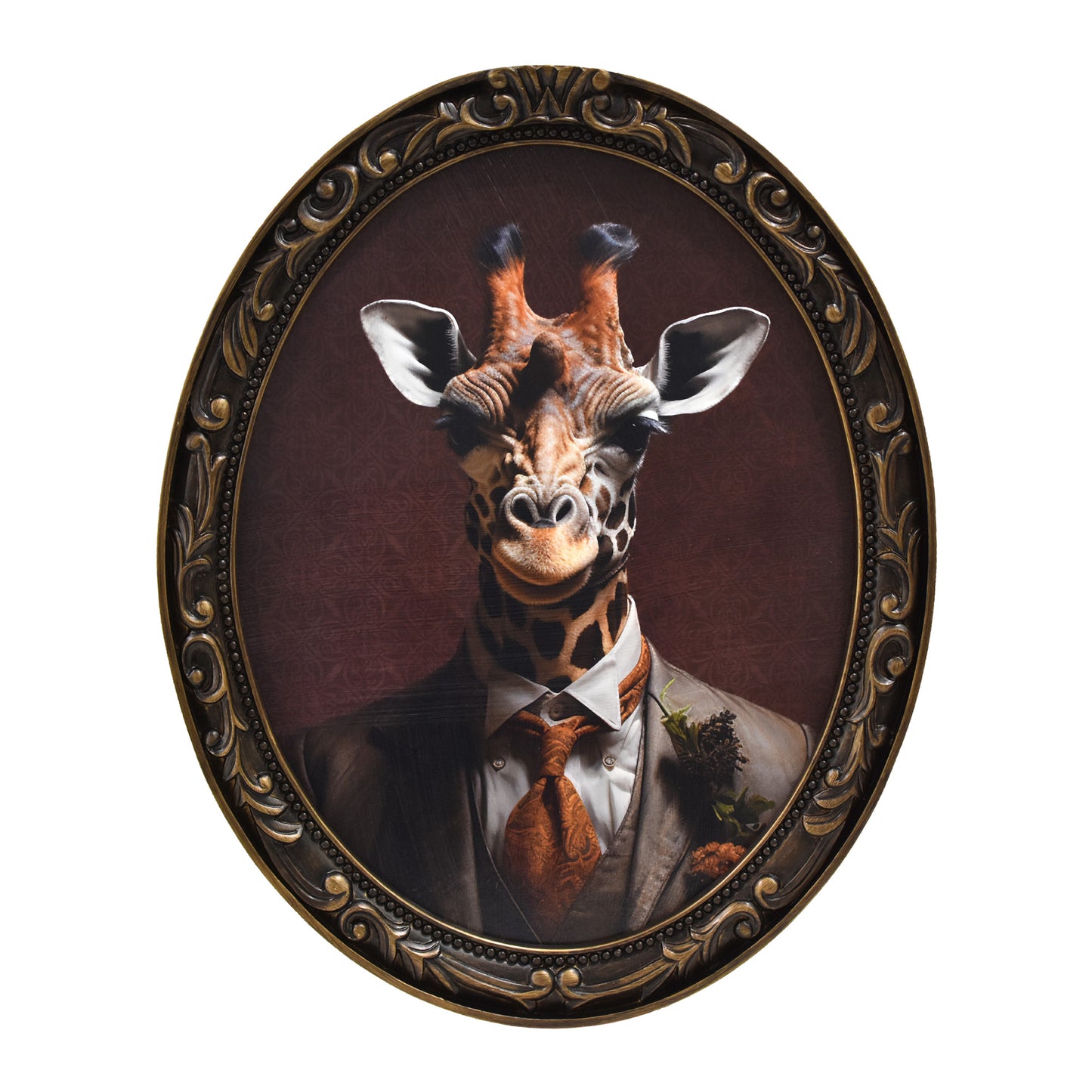 Dapper Giraffe Wall Art - Framed Vintage Animal Suit Print