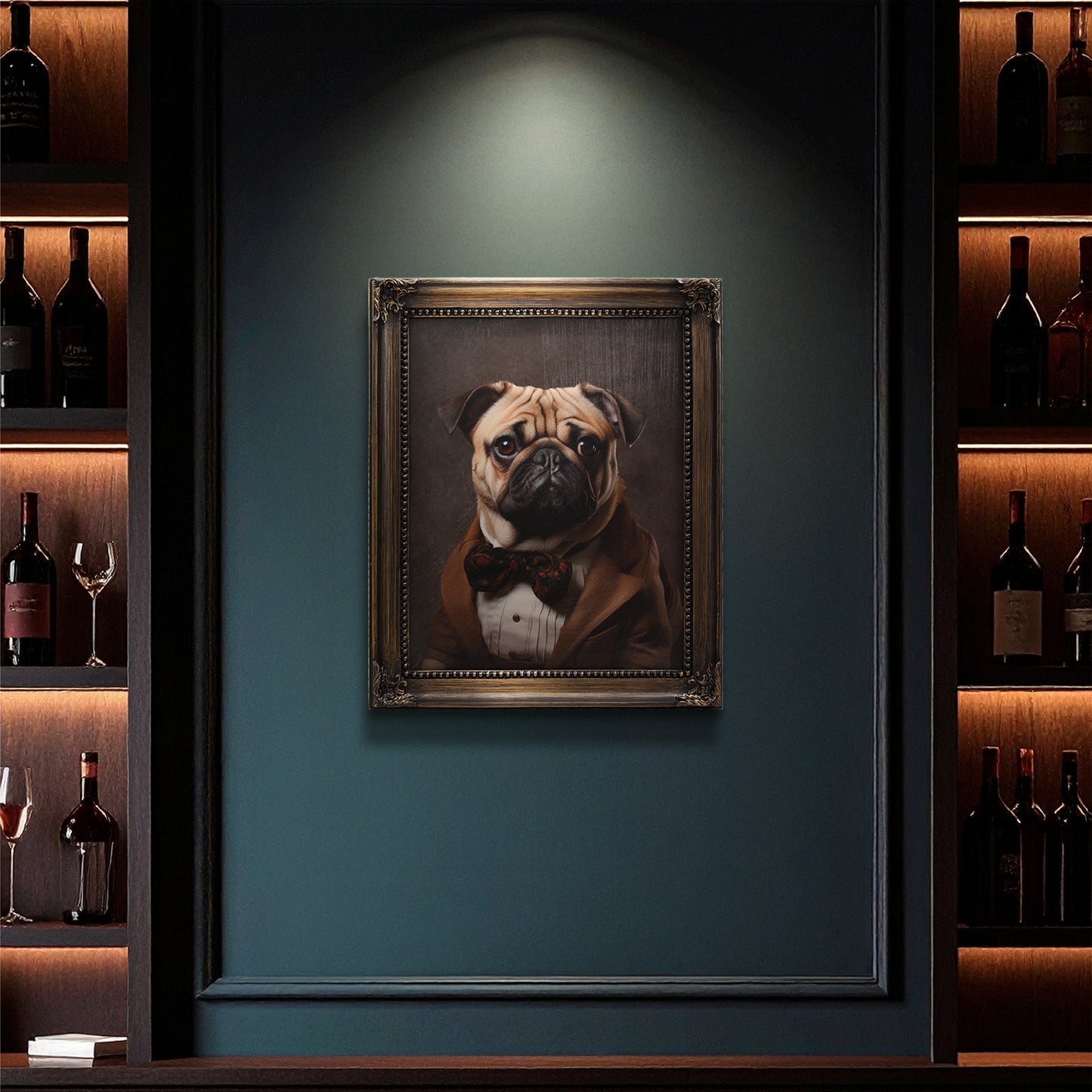 Dapper Pug Wall Art - Framed Vintage Animal Suit Print