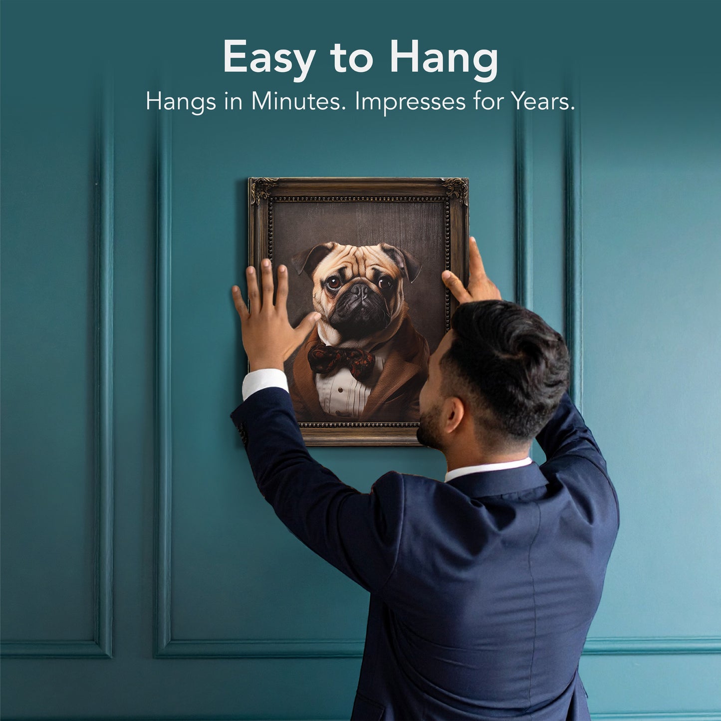 Dapper Pug Wall Art - Framed Vintage Animal Suit Print