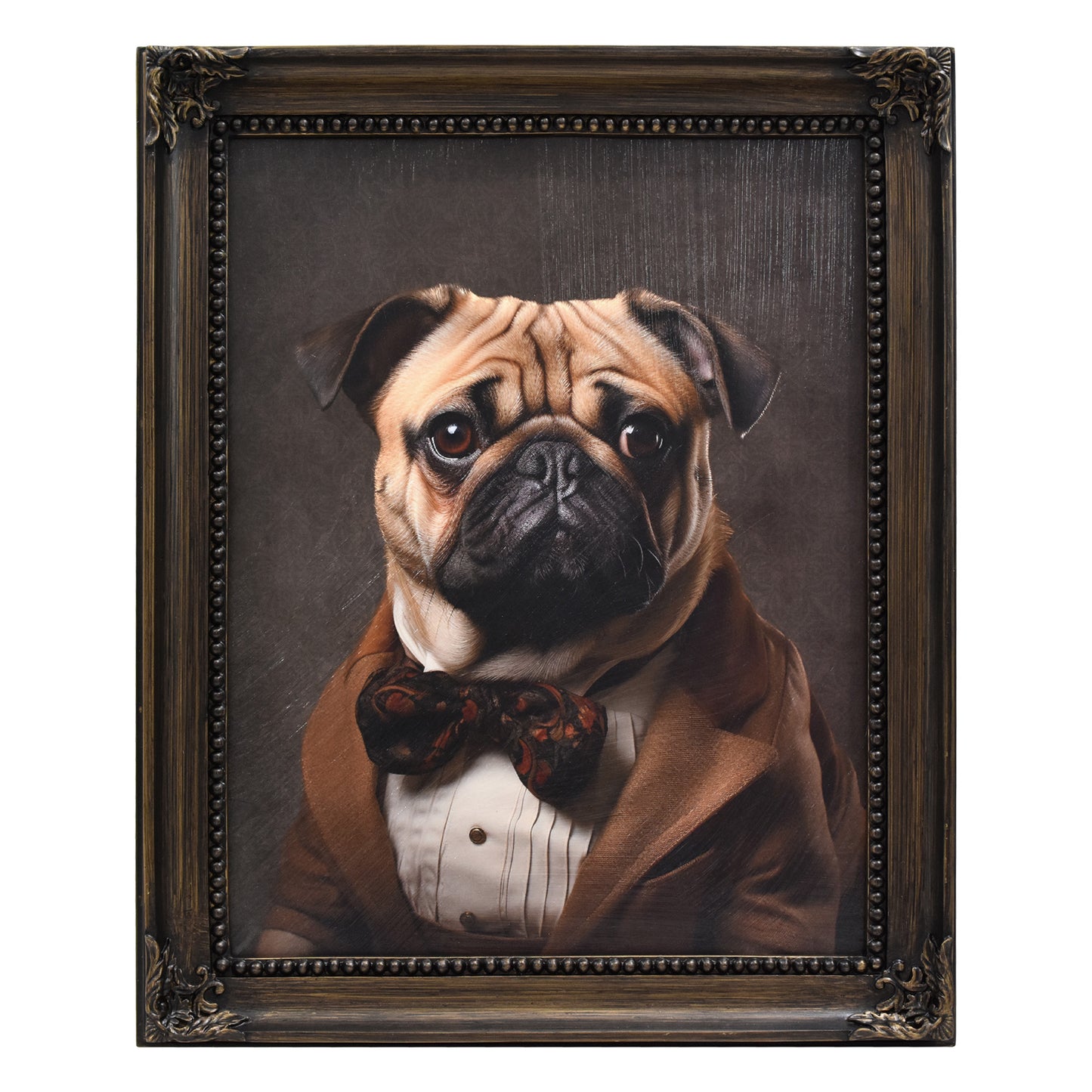 Dapper Pug Wall Art - Framed Vintage Animal Suit Print