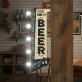 Vintage "Ice Cold Beer" LED Metal Sign - Retro Marquee Wall Decor