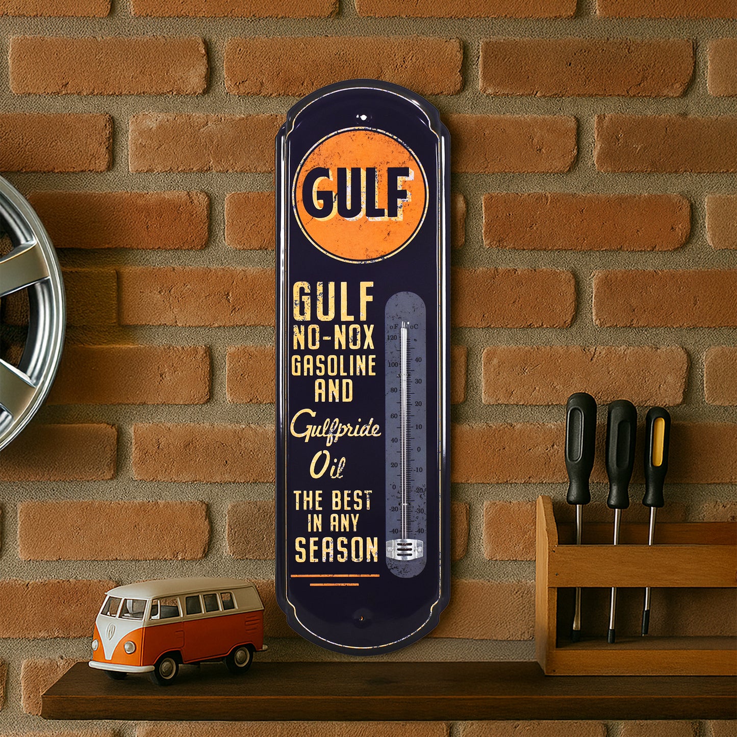 Gulf Vintage Thermometer - Indoor/Outdoor Retro Sign