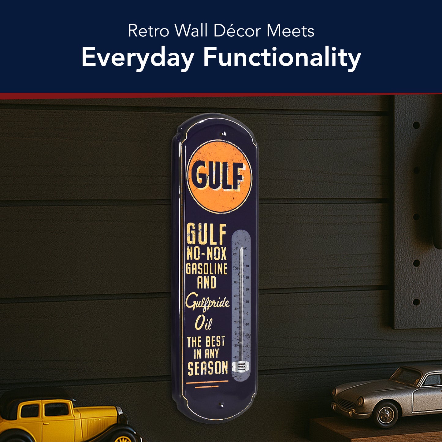 Gulf Vintage Thermometer - Indoor/Outdoor Retro Sign