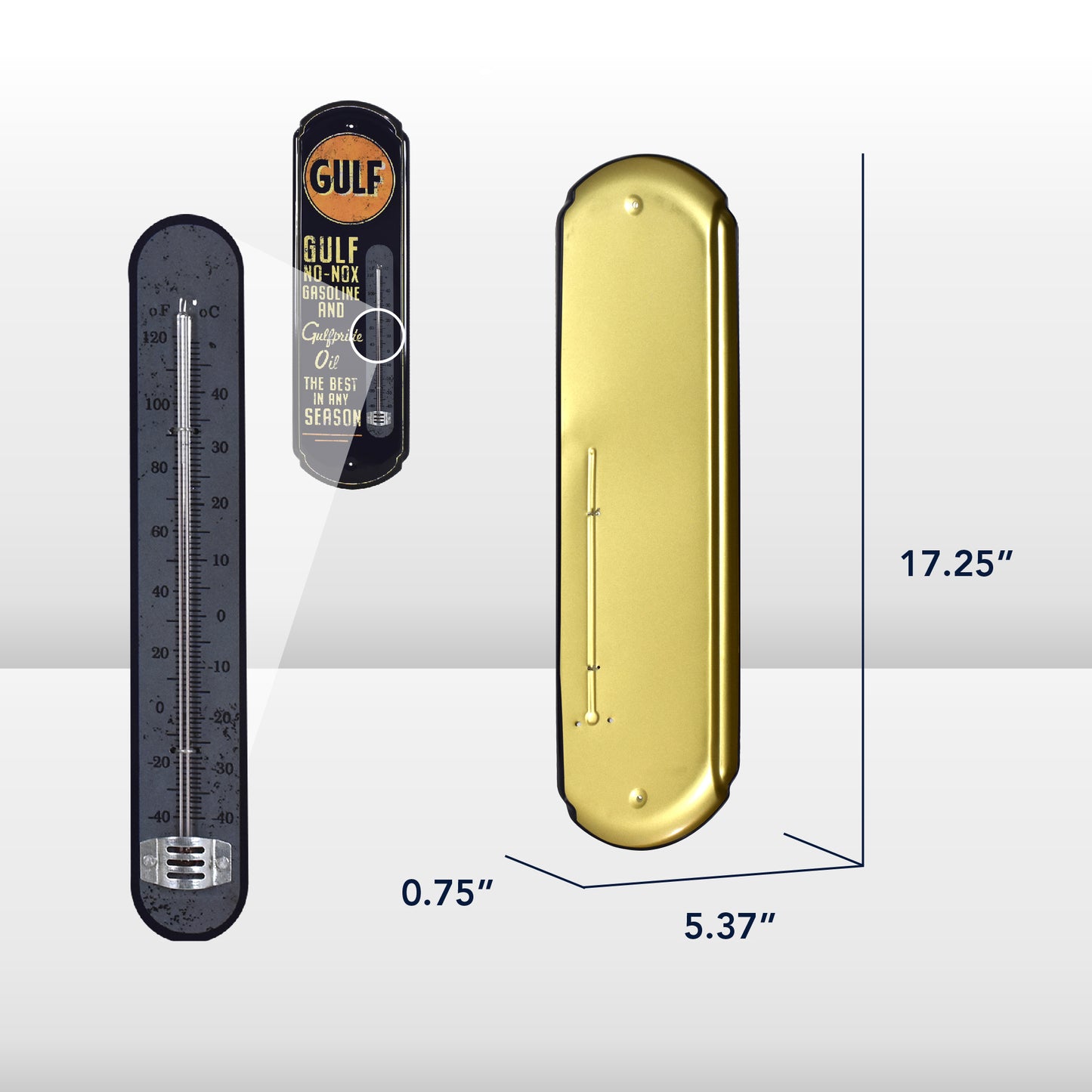 Gulf Vintage Thermometer - Indoor/Outdoor Retro Sign