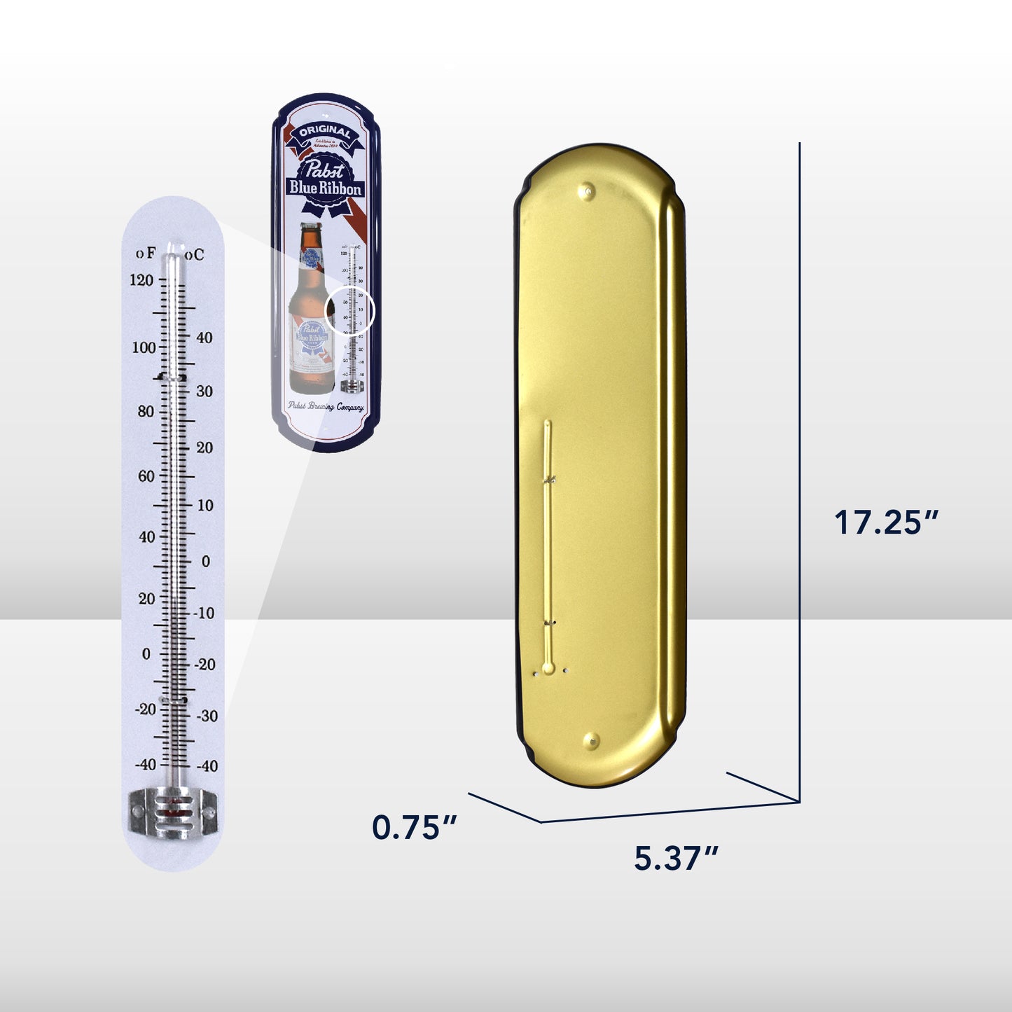 Pabst Blue Ribbon Vintage Thermometer - Indoor/Outdoor Retro Sign