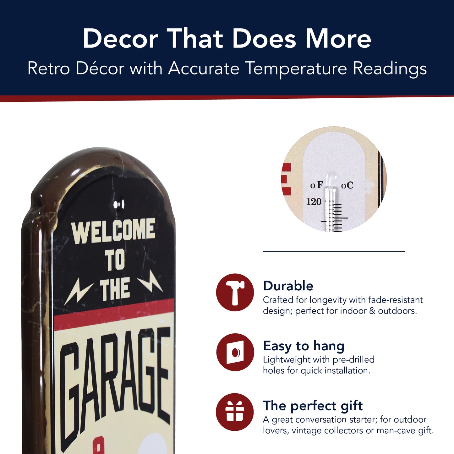 Trollin and Foolin Vintage Garage Thermometer Metal Wall Sign - Indoor/Outdoor