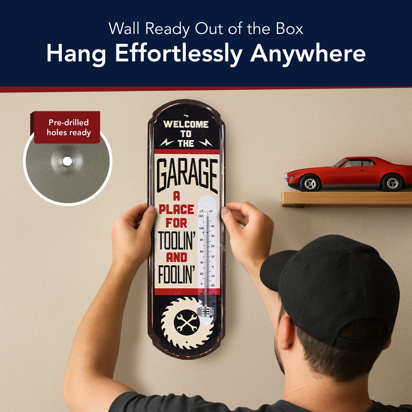 Trollin and Foolin Vintage Garage Thermometer Metal Wall Sign - Indoor/Outdoor