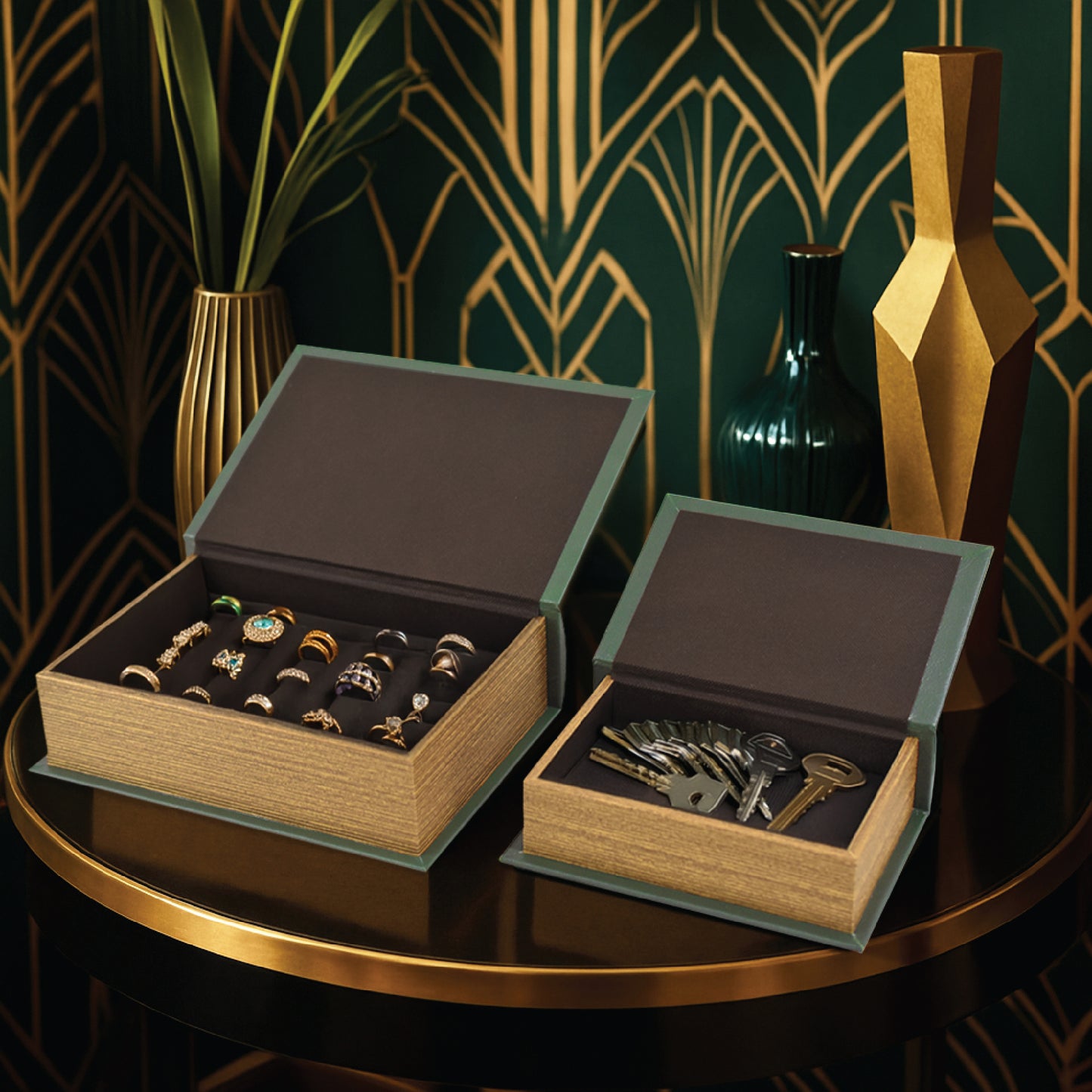 Whiskey & Cocktail Themes Vintage Faux Leather Book Box Set