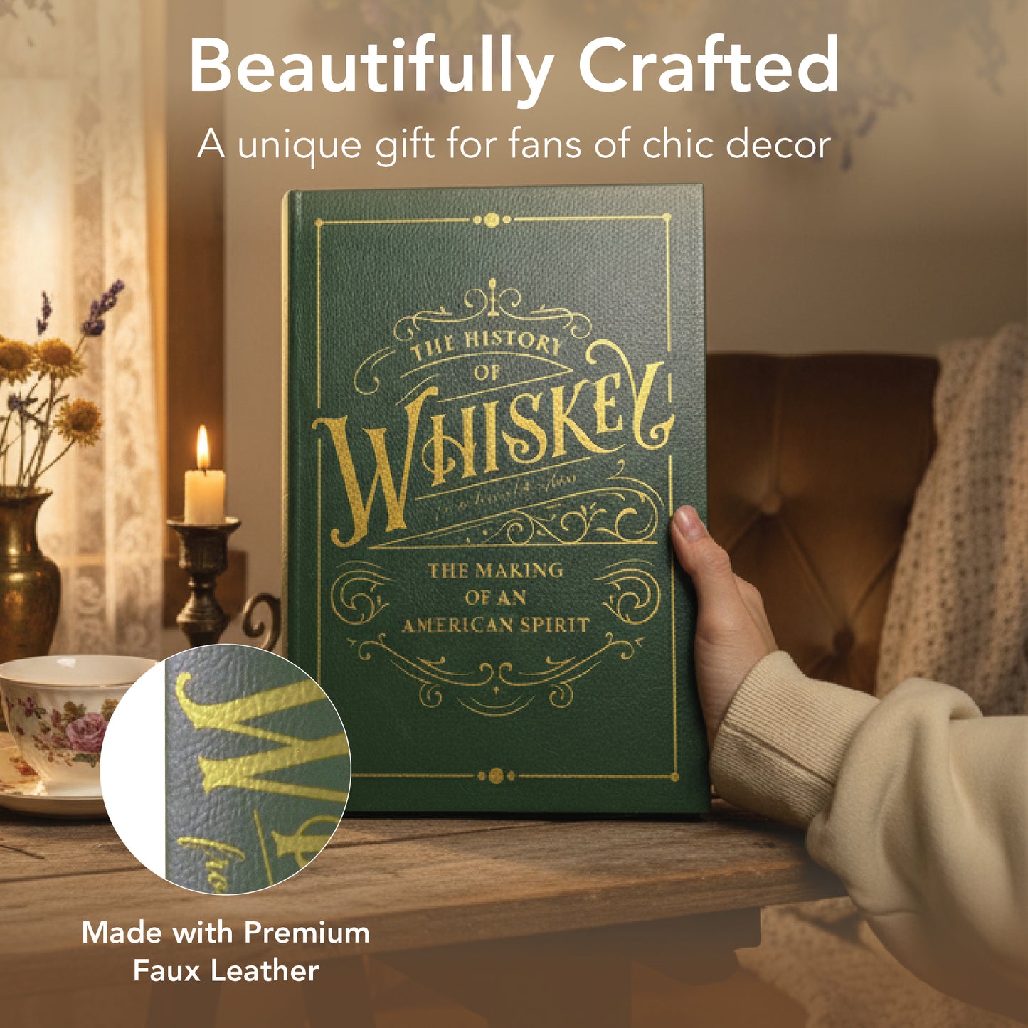 Whiskey & Cocktail Themes Vintage Faux Leather Book Box Set