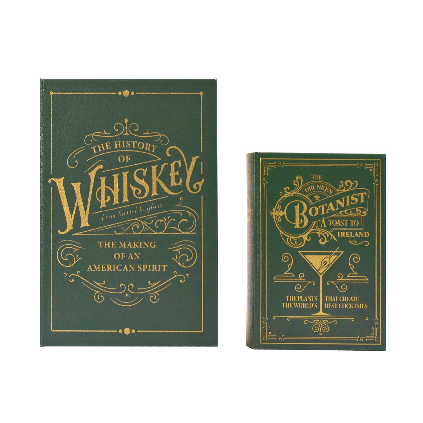 Whiskey & Cocktail Themes Vintage Faux Leather Book Box Set