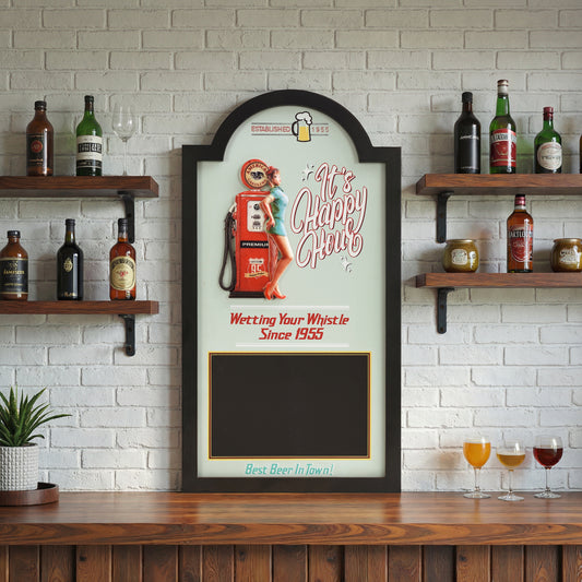 Happy Hour Chalkboard Wall Decor Vintage Bar Sign
