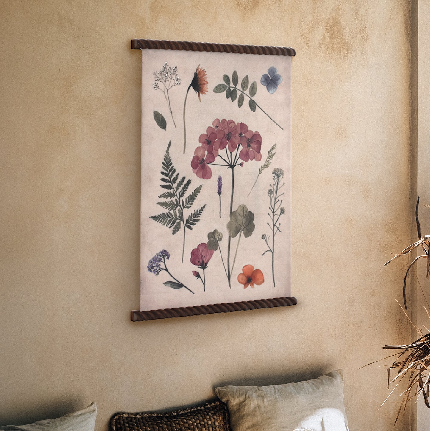 Spindle Tapestry Spring Floral2 Wall Art - Boho Botanical Decor