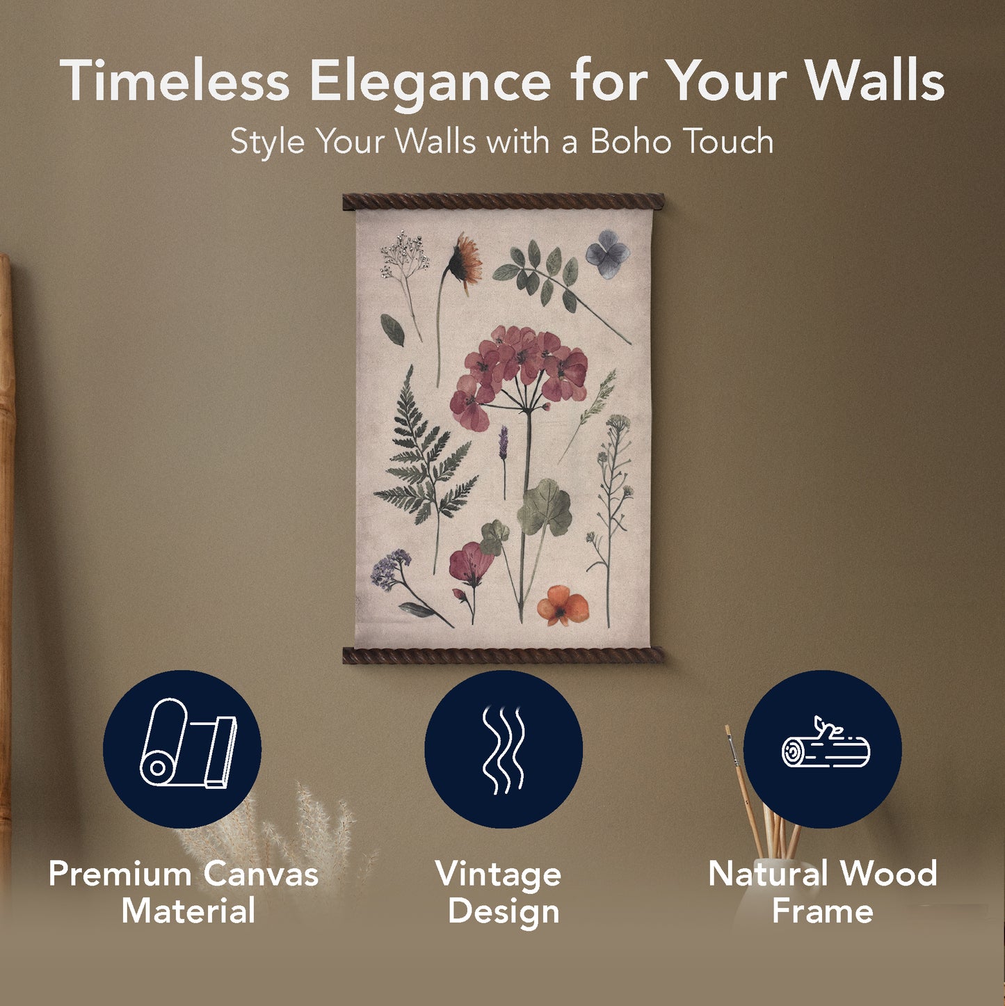 Spindle Tapestry Spring Floral2 Wall Art - Boho Botanical Decor