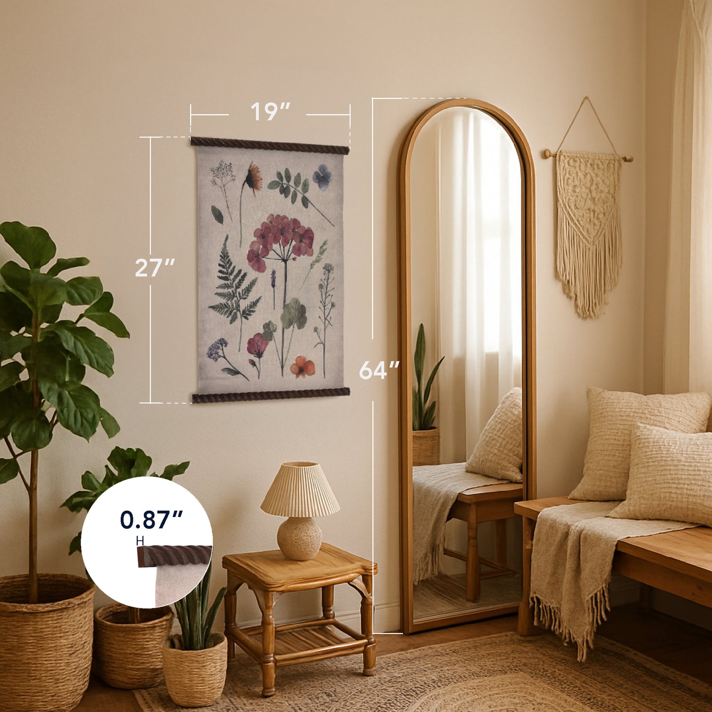 Spindle Tapestry Spring Floral2 Wall Art - Boho Botanical Decor