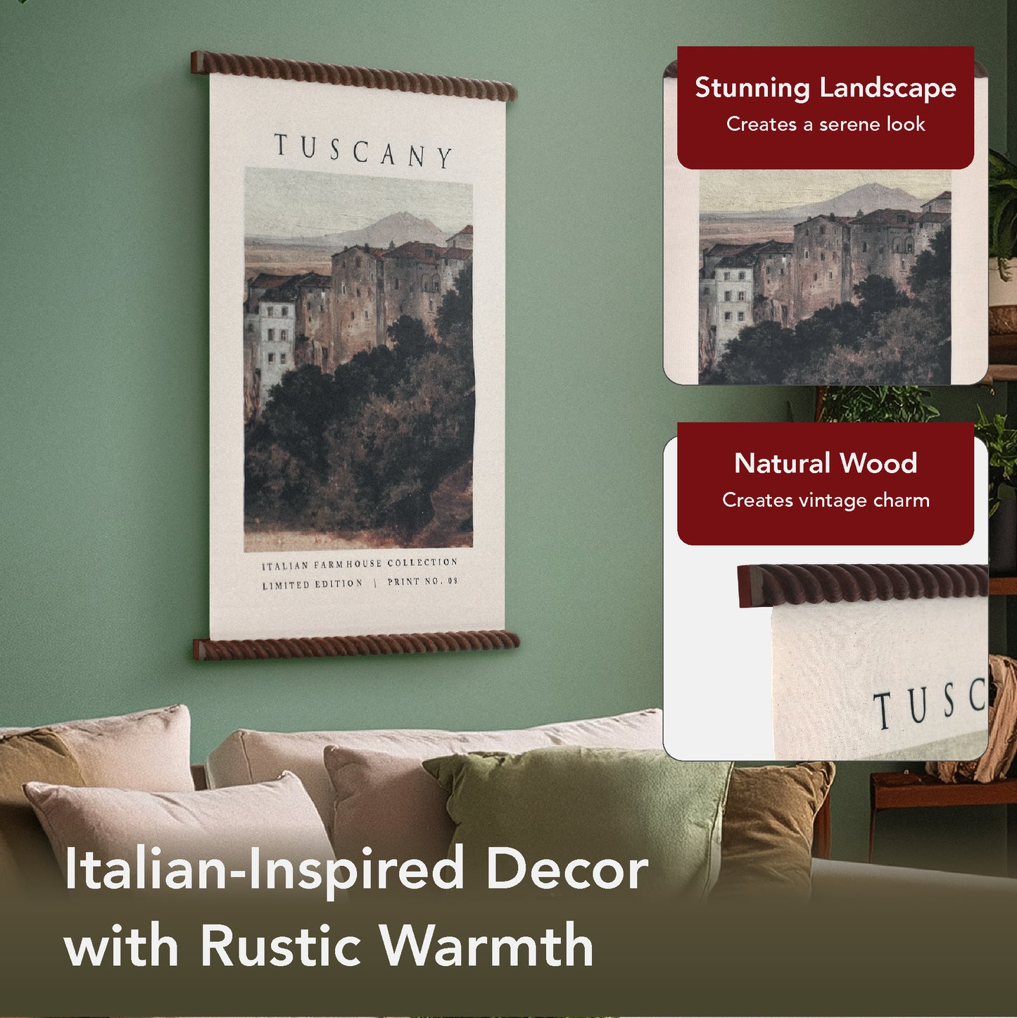 Tuscany Boho Landscape Tapestry Wall Hanging - Cotton Decor