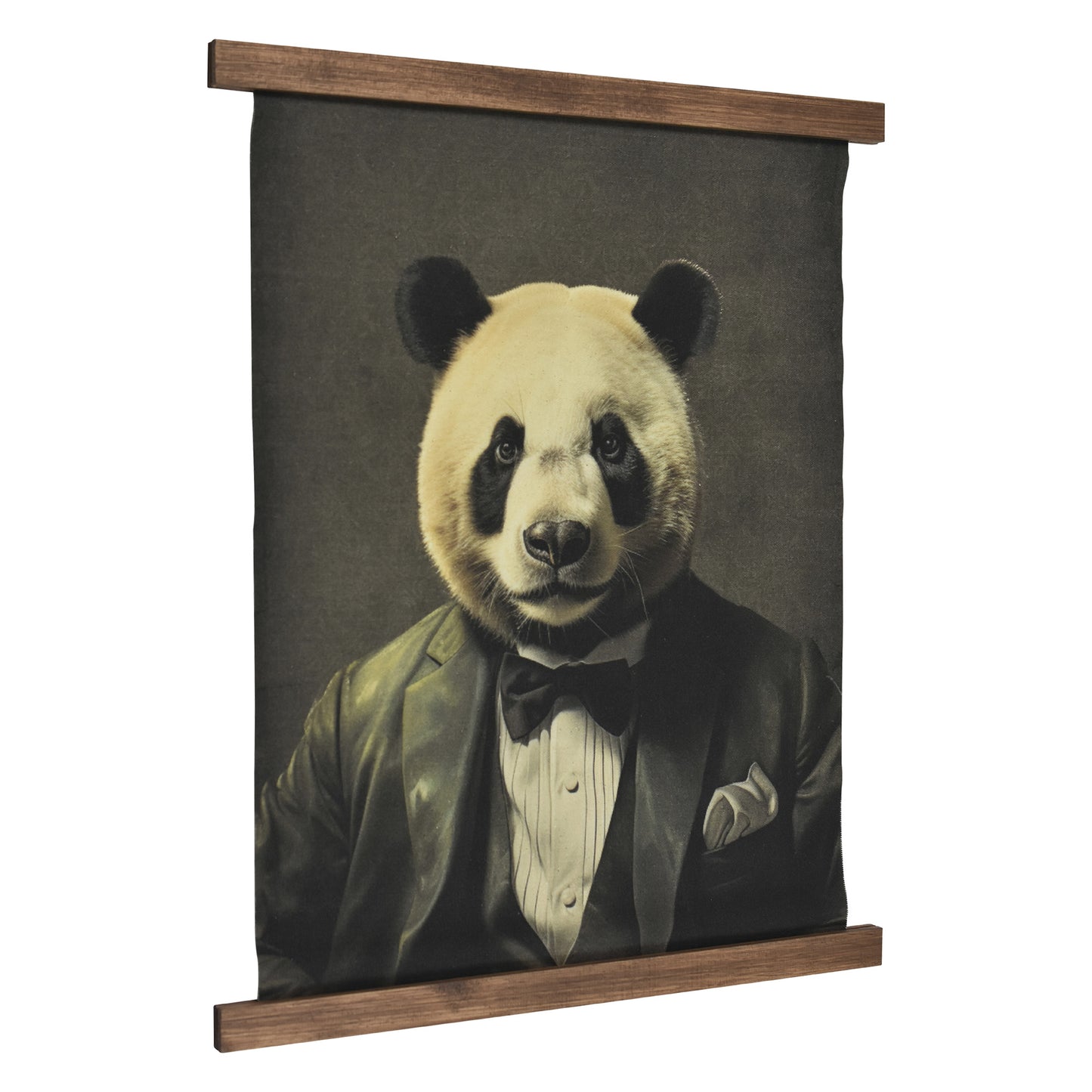 Dapper Panda Hanging Linen Wall Art - Vintage Animal Tapestry