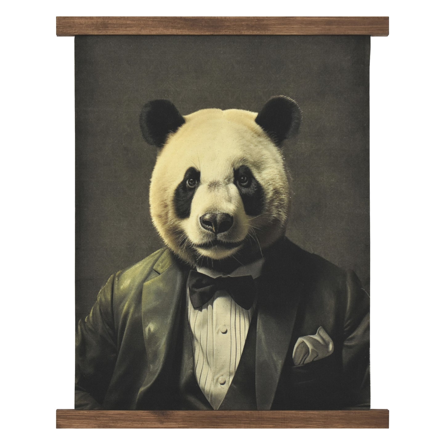 Dapper Panda Hanging Linen Wall Art - Vintage Animal Tapestry